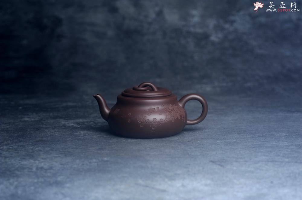 紫砂壶图片：美壶特惠 特好老紫泥墨梅壶 茶人醉爱 - 全手工紫砂壶网