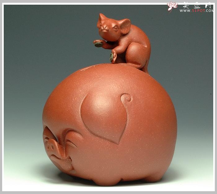 紫砂壶图片：鼠钱系列-鼠钱猪福 - 美壶网