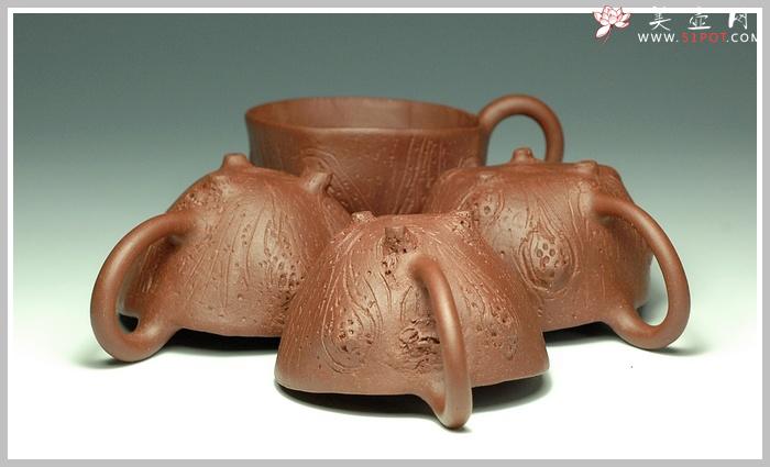 紫砂壶图片：全手花塑品茗杯 精品 - 美壶网