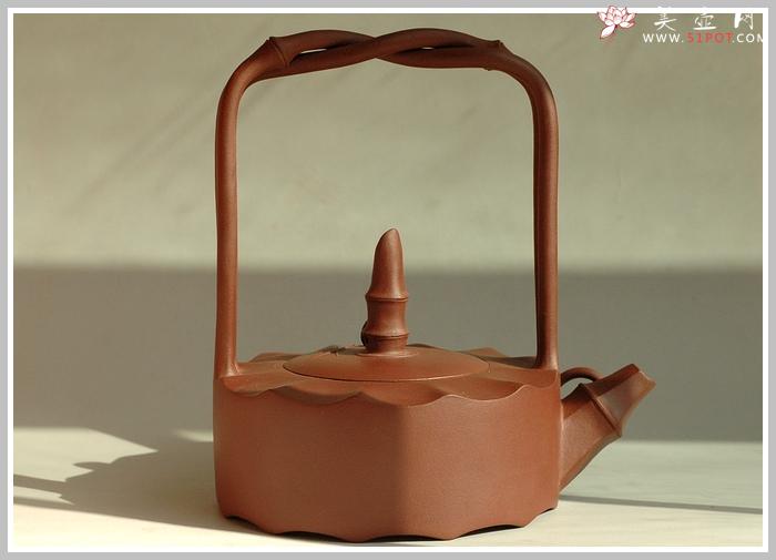 紫砂壶图片：六方竹提梁 - 美壶网