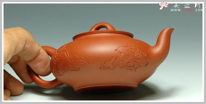 紫砂壶图片：红泥扁樱 - 美壶网