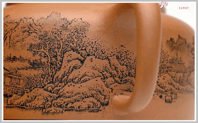 紫砂壶图片：通转山水全手段井栏 - 美壶网