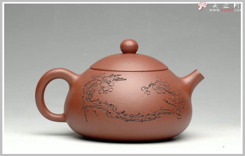 紫砂壶图片：东风第一枝 刻梅西施 - 美壶网