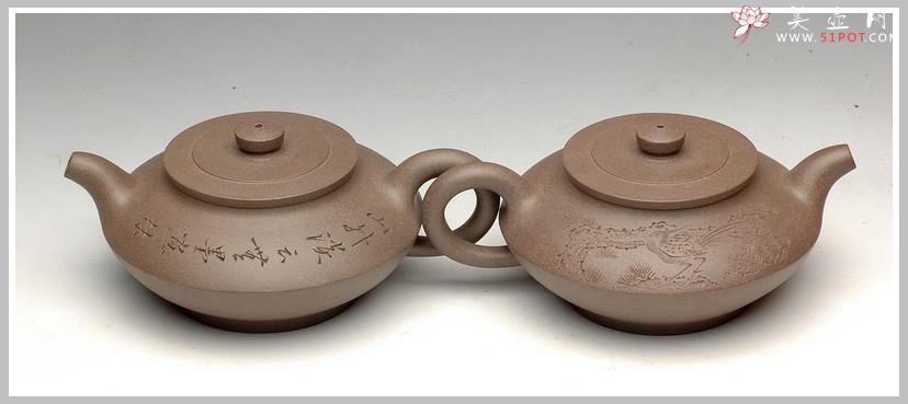 紫砂壶图片：和石双刀刻绘 合璧 - 美壶网