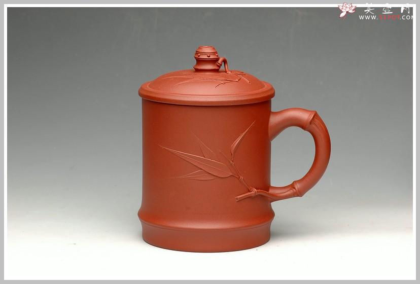 紫砂壶图片：圆竹杯 竹叶贴的自然 - 美壶网