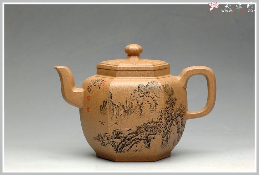 紫砂壶图片：李彦雄老师通景山水 何卫枫实力全手连连高登 - 美壶网