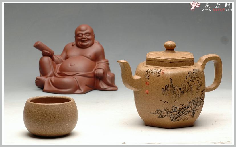 紫砂壶图片：李彦雄老师通景山水 何卫枫实力全手连连高登 - 美壶网