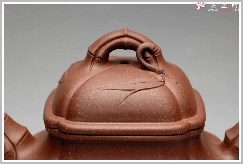 紫砂壶图片：融合方器、花货、筋囊融为一体  四方竹段 - 美壶网