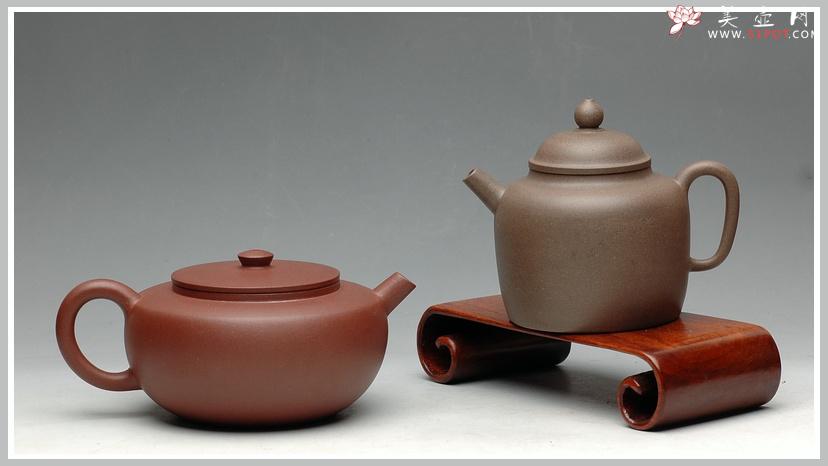 紫砂壶图片：轻巧实用 炮管杀茶 墨陶装饰鸳鸯  全手高德中 - 美壶网