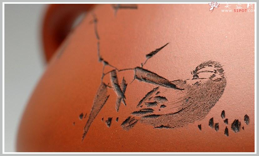 紫砂壶图片：鲍志强爱徒厉上清刻绘 谈剑锋精品子冶石瓢 - 美壶网