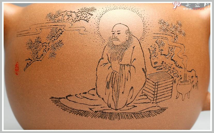 紫砂壶图片：张听刚老师刻绘 精品 陈进年终力作 一捺底 全手大匏尊 - 美壶网