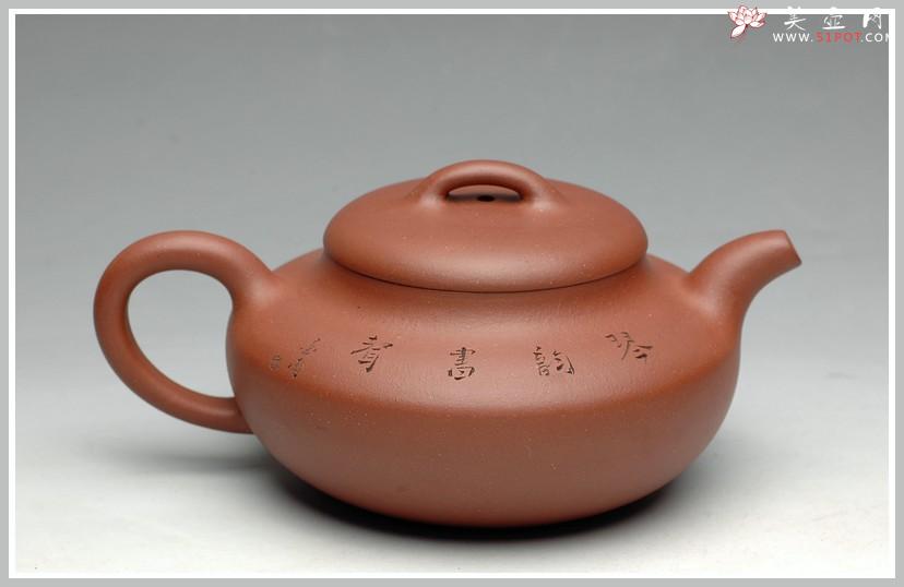 紫砂壶图片:妍丽清雅 墨陶装饰 全手紫泥合欢 - 美壶网