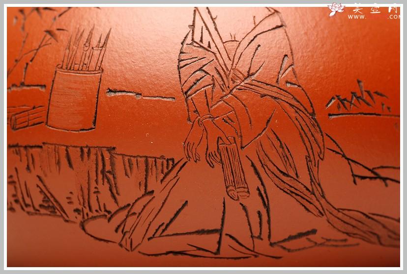 紫砂壶图片:有美共赏 琴韵书声 全手拙.意文旦 张听钢老师精品仕女 - 美壶网