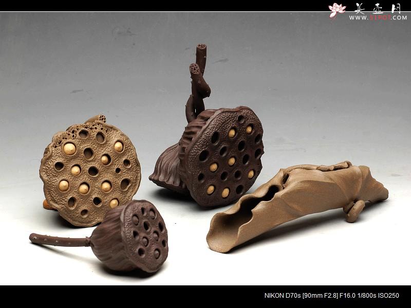 紫砂壶图片：文雅茶宠 手工精制 可看细节 精品 荷叶 - 美壶网