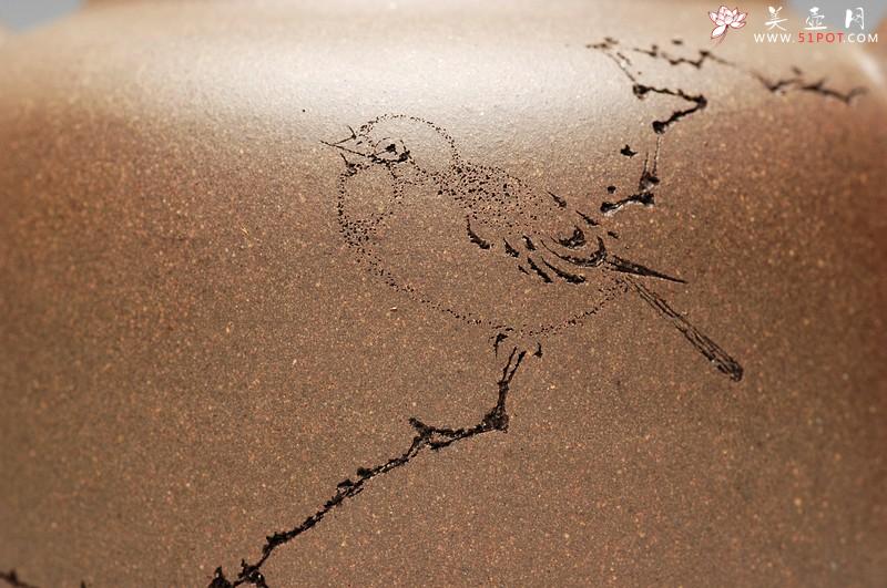 紫砂壶图片：轻巧实用 炮管杀茶 墨陶装饰鸳鸯  全手高德中 - 美壶网