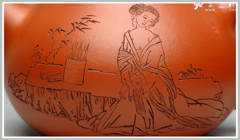紫砂壶图片:有美共赏 琴韵书声 全手拙.意文旦 张听钢老师精品仕女 - 美壶网