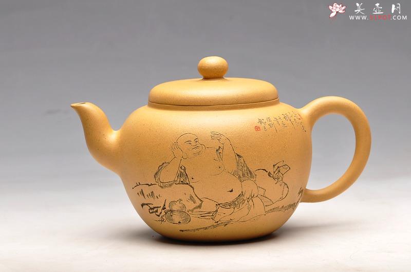 紫砂壶图片：线条流畅 灵动大品 福缘 布袋佛 - 美壶网