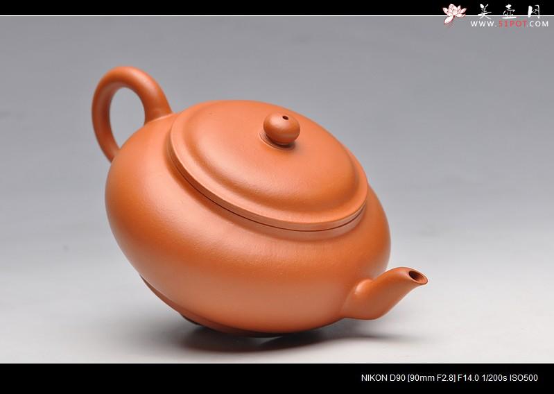 紫砂壶图片：典雅优美 优质朱泥 全手工三弯宫灯 - 美壶网