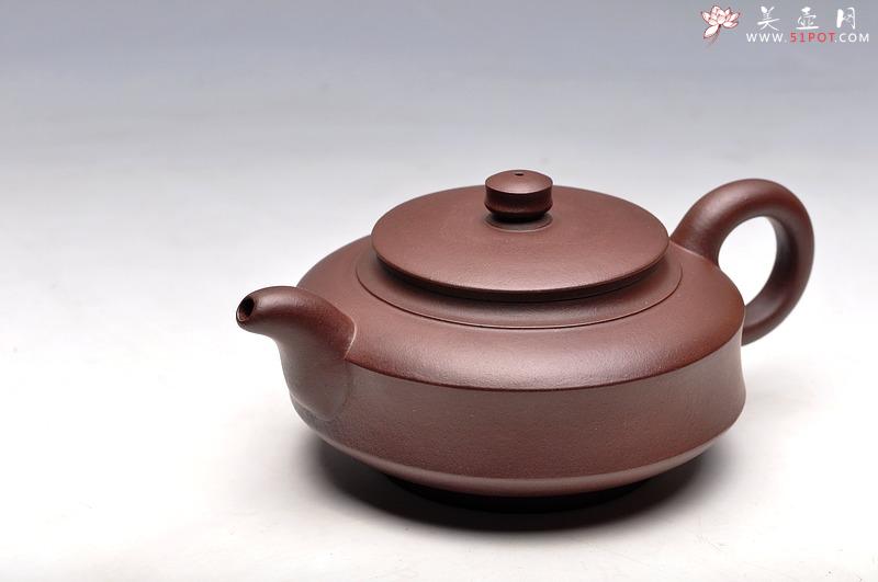 紫砂壶图片：舒服耐品 线条优美 实用佳品 老紫泥 汉鼓壶 - 美壶网