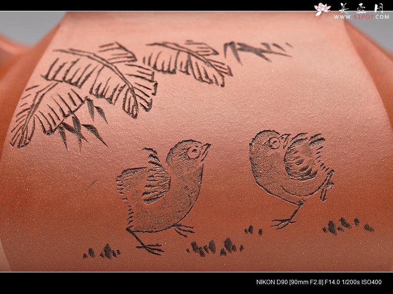 紫砂壶图片：线面挺快 张听刚老师装饰 四方抽角 - 美壶网