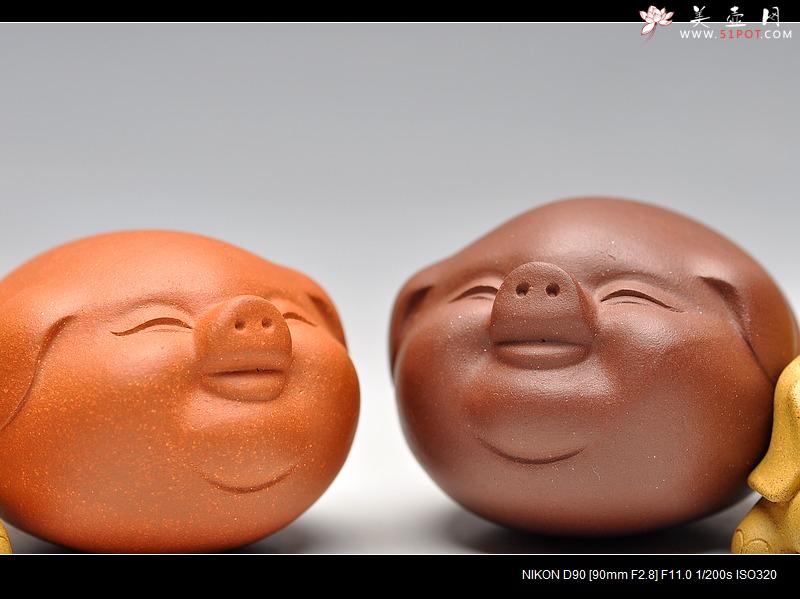 紫砂壶图片：扁福猪集锦~~ 漂亮可爱 憨 - 美壶网