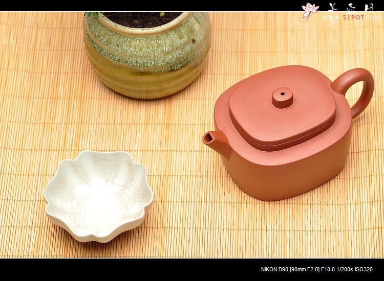 紫砂壶图片：亦圆亦方 平盖腰圆  质朴无华 老青水泥 - 美壶网