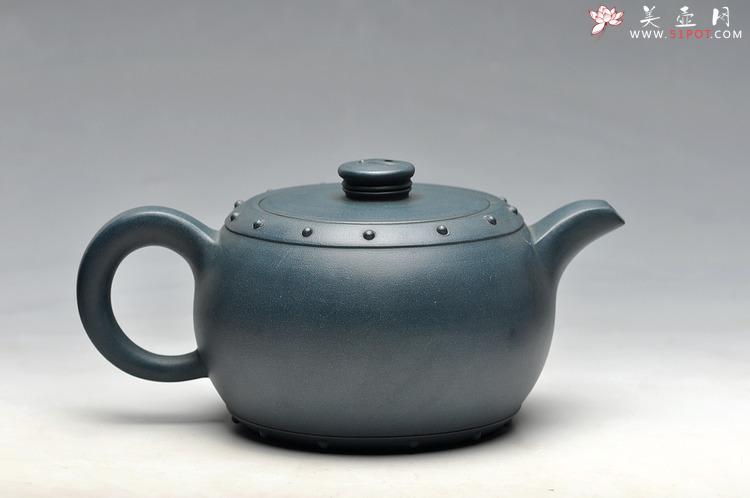 紫砂壶图片：厂壶 正品墨绿泥 八卦鼓  - 美壶网