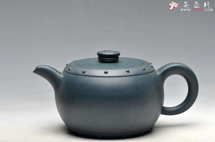 紫砂壶图片：厂壶 正品墨绿泥 八卦鼓  - 美壶网