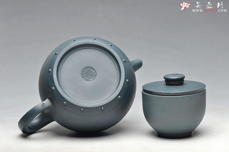 紫砂壶图片：厂壶 正品墨绿泥 八卦鼓  - 美壶网