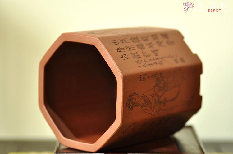 紫砂壶图片：张云熙之精品八方笔筒 四大美女 已收藏，只供欣赏 - 美壶网