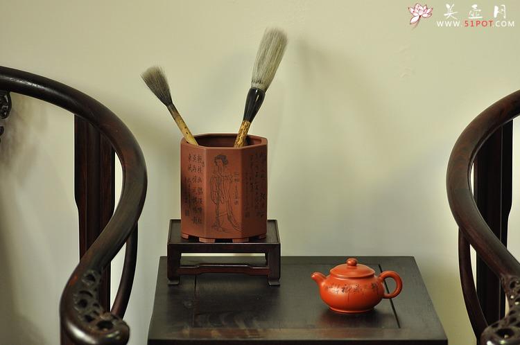 紫砂壶图片：张云熙之精品八方笔筒 四大美女 已收藏，只供欣赏 - 美壶网