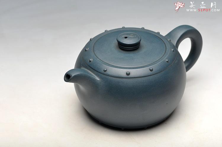 紫砂壶图片：厂壶 正品墨绿泥 八卦鼓  - 美壶网