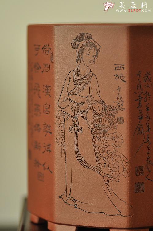 紫砂壶图片：张云熙之精品八方笔筒 四大美女 已收藏，只供欣赏 - 美壶网