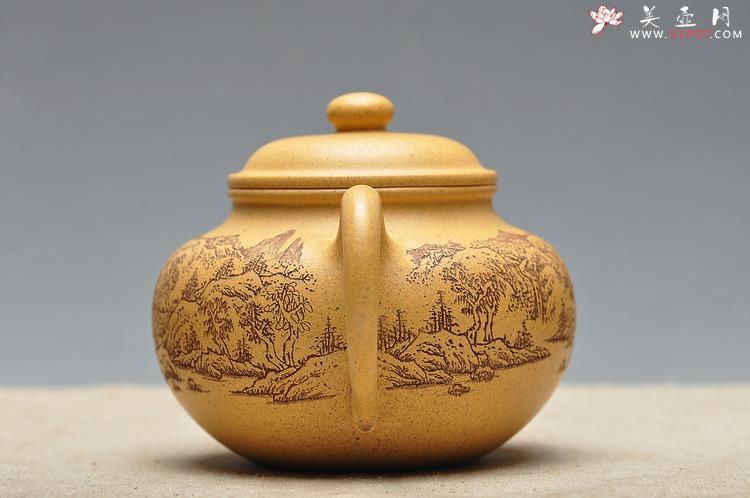 紫砂壶图片：古朴经典 儒雅得体 通景山水 莲子 - 美壶网