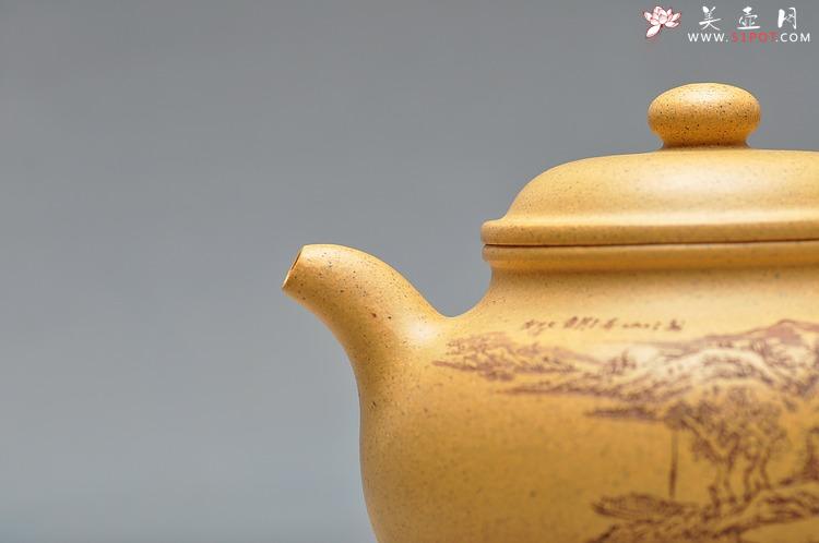 紫砂壶图片：古朴经典 儒雅得体 通景山水 莲子 - 美壶网