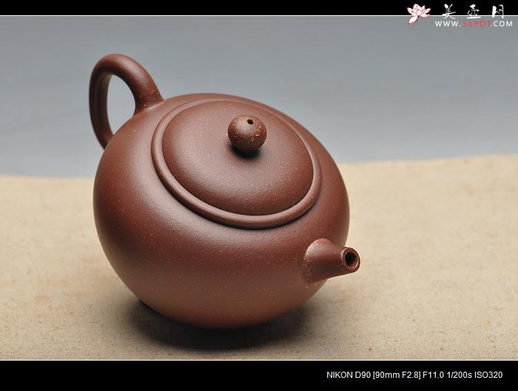 紫砂壶图片：形制古朴 饱满大气 精品亨圆  袁新强作品 - 美壶网