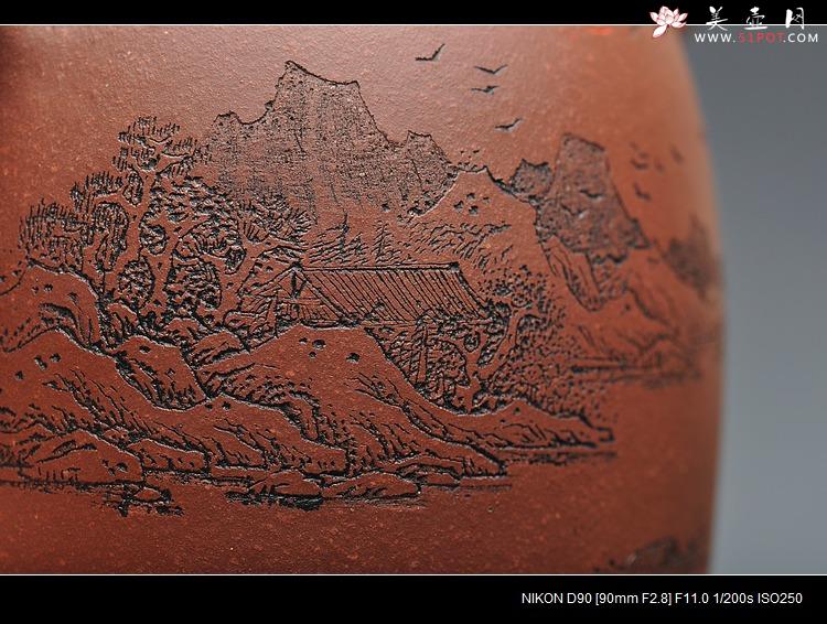 紫砂壶图片：通景山水 丰润挺拔 全手汉铎 优质地槽青   - 美壶网