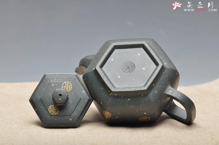 紫砂壶图片：经典墨绿泥 满金福 器形优雅 泥色别致 全手中雪华 - 美壶网