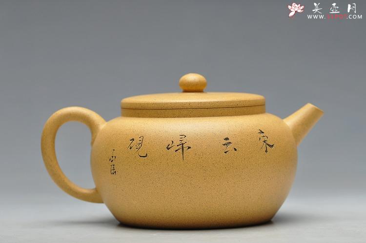 紫砂壶图片：墨陶装饰  王翔山水  全手古柿 淡雅得趣 - 美壶网