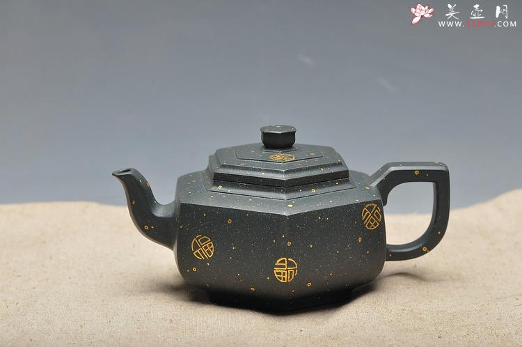 紫砂壶图片：经典墨绿泥 满金福 器形优雅 泥色别致 全手中雪华 - 美壶网