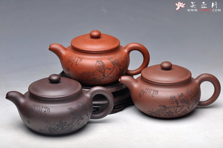 紫砂壶图片：岁月静好 白头偕老 精品老紫泥清水泥降坡泥一套小仿古 - 美壶网