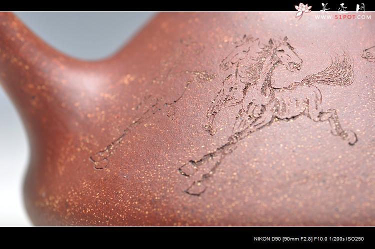 紫砂壶图片：八骏图 霸气舒展  全手子冶石瓢 - 美壶网