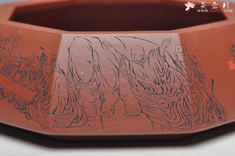 紫砂壶图片：面面是佛 人物线条张弛有力 耐品 全手八方水洗 笔洗 - 美壶网