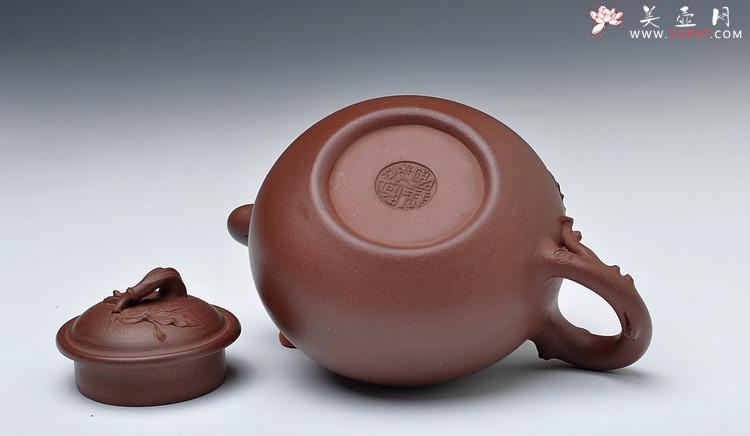 紫砂壶图片：敦厚可人 贴叶细腻 实用好花器 全手硕果 - 美壶网