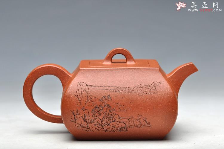 紫砂壶图片：强强联合 国工陈宏林即兴装饰 线条挺拔 全手四方鼓腹 - 美壶网