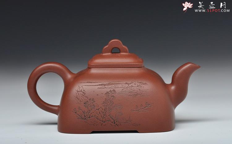 紫砂壶图片：强强联合 国工师陈宏林装饰 全手经典孤菱  - 美壶网