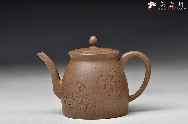 紫砂壶图片：范磊经典作品 青段全手禅韵 挺拔秀气 古朴 山水风韵 - 美壶网