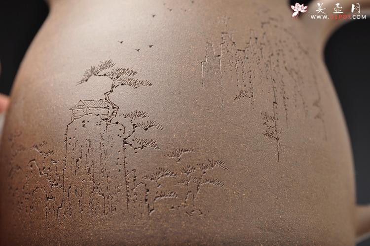 紫砂壶图片：范磊经典作品 青段全手禅韵 挺拔秀气 古朴 山水风韵 - 美壶网