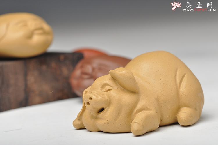 紫砂壶图片：4个小猪 喜庆茶宠 栩栩如生 - 美壶网