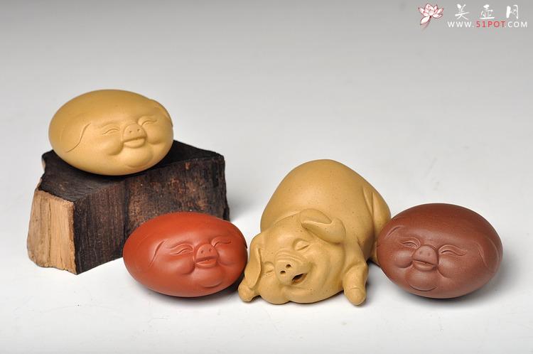 紫砂壶图片：4个小猪 喜庆茶宠 栩栩如生 - 美壶网